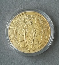 Medaille Erzengel Michael Engel Sankt Heiliger Schutz Gl&uuml;cksbringer Gold M&uuml;nze
