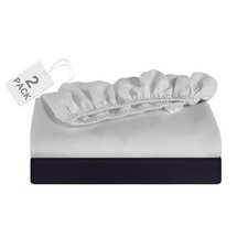 Super Soft Microfiber 2-Pack Fitted Sheet, Rich Black / Light Silver Gray,