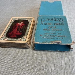Congress 606 Playing Cards Gold Edges Antique US Playing Card Co Cincinnati USA