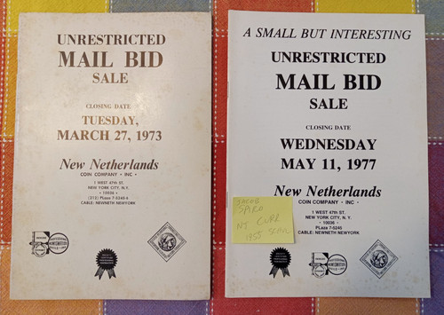 New Netherlands coin auction catalogs (2) from 1973 & 1977
