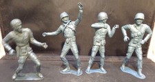 Vintage Lot of 4 Large Plastic Blue Army Men 5" Tall Unbranded War Play Toys