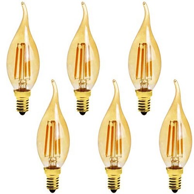 6-Pack E14 4W C35 Dimmable LED Filament Bulb, 2200K Warm White 400LM Edison 