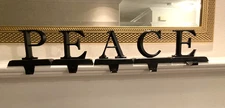 PEACE Black Metal Holiday Christmas Stocking Holders 5 Piece Set