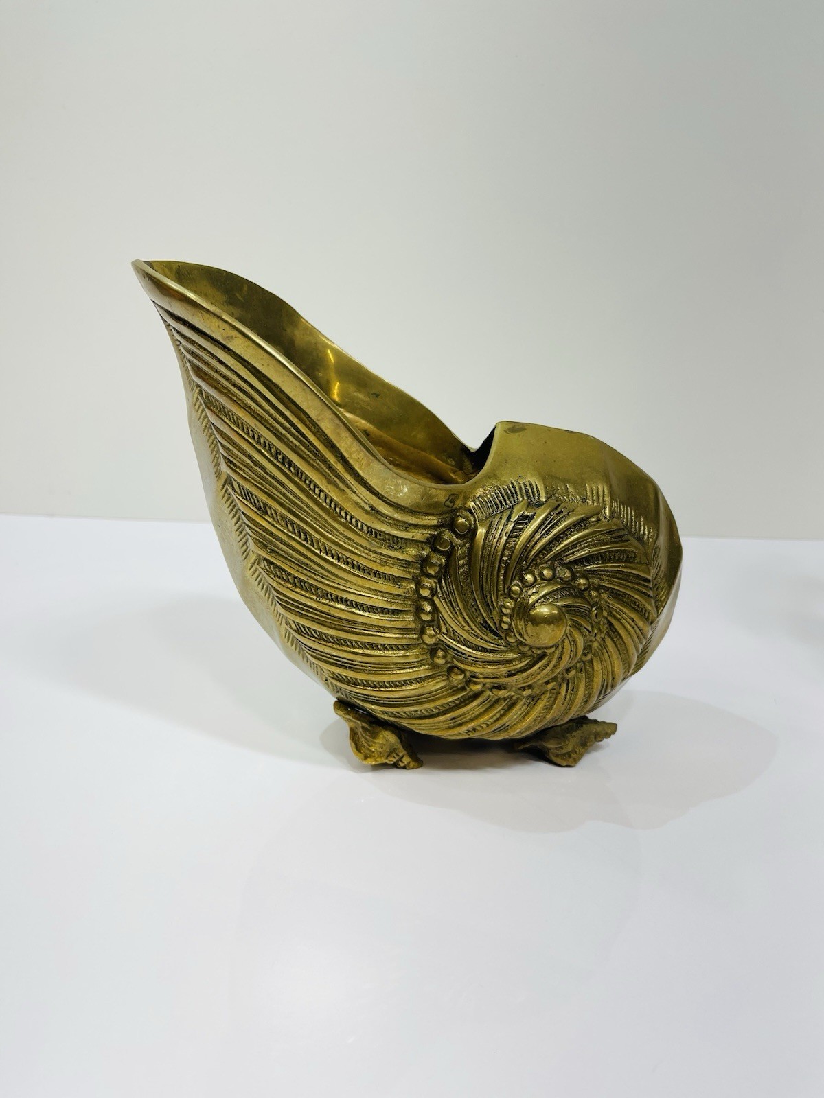 Solid Brass Rosenthal Netter Nautilus Sea Shell Planter Pot Cache