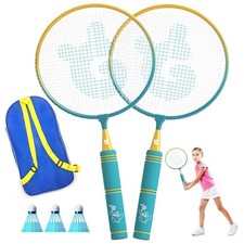 Kids Badminton Rackets Set with Soft Grip, Oversize Lightweight Racquet S...