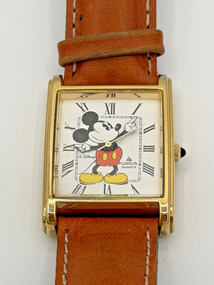 Disney Mickey Mouse Lorus Watch Rectangle Leather Band V515-5150 New Battery