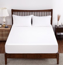 Bamboo Viscose Fitted Sheet Queen Size Only, 400 Thread Count, Queen, White
