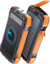 F33W Fast Wireless Charging 20W Solar Power Bank with Ultra Bright Flashlight