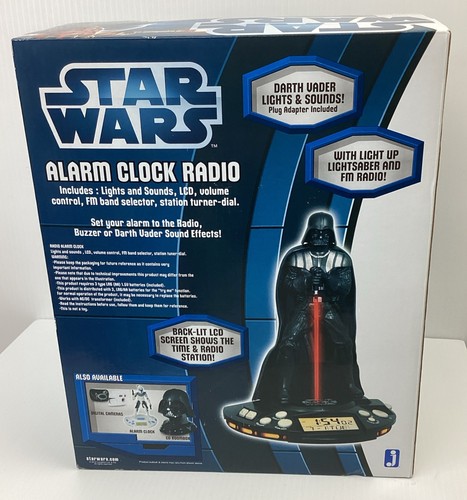 Star Wars 12" Darth Vader Alarm Clock Radio Factory Sealed Light Up Lightsaber - Picture 2 of 5