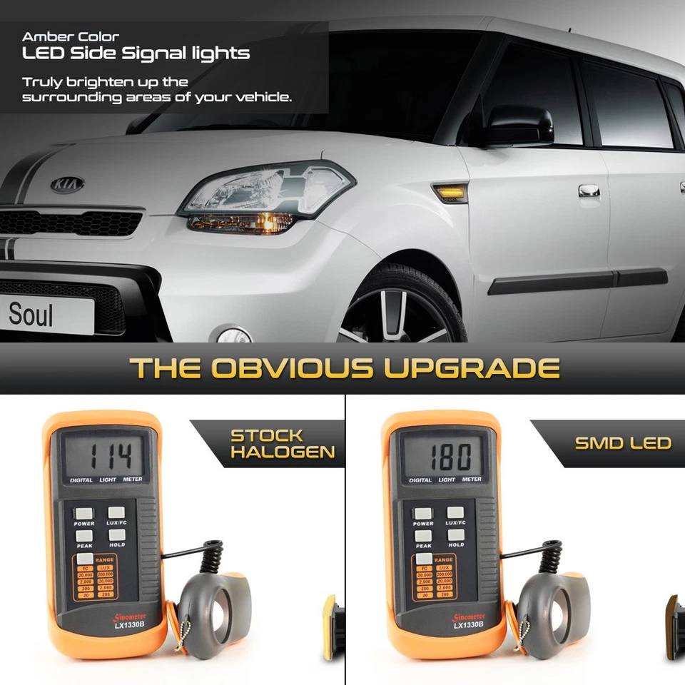 Sequential LED Smoke Side Marker Light For 2010 2011 2012 2013 Kia Soul Pair Set - Image 3 of 4