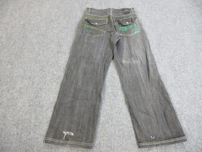 Mecca Jeans Mens 36x34 Gray Wide Leg Embroidered Back Pocket Denim
