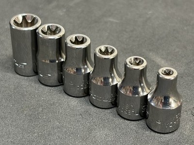 NICE! Snap-on Tools 6pc 1/4  Dr Chrome Inverted Torx Socket Set E4-E10 Sockets