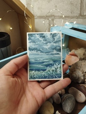ACEO original oil painting signed art seascape #1 Ukraine artist