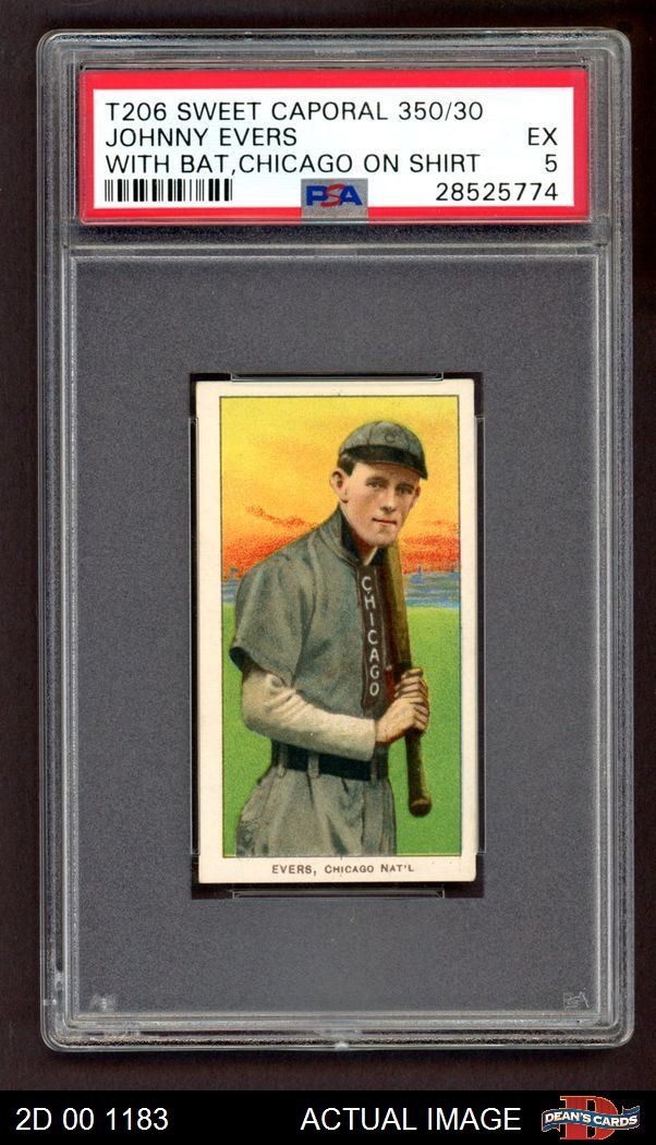 1909 T206 Johnny Evers Chicago Bat Cubs HOF COMMON VARIATION PSA 5 - EX