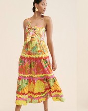 FARM Rio Mixed Print One Shoulder Midi Dress M tropical vacation floral print