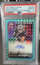 2024 Topps Chrome - Rookie Auto Brock Bowers #RA-BBO Aqua Geo Refractor /199