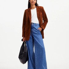 NWT Madewell The Kline Blazer in Soft Mahogany Suede 4