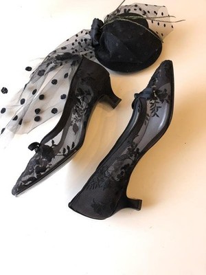 Women Stuart Weitzman Heels Black Lace 37.5