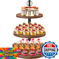 OugeWood 3-Tier Rustic Wood Cupcake Stand Dessert Display Wedding Birthday