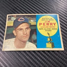1960 Topps All-Star Rookie Cup Card Jim Perry #324 Indians Twins A’s Baseball VG. rookie card picture