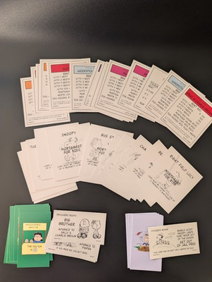 #ad 2008 Peanuts Monopoly Collectors Edition Complete Set of Property amp; Chance Cards $14.95