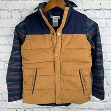 Tommy Bahama boys navy and brown corduroy puffer vest long sleeve set Medium 7/8