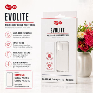 Tech21 EVOLITE CLEAR SAMSUNG GALAXY A52 4G AND 5G T21-9240 (Phones Mobile