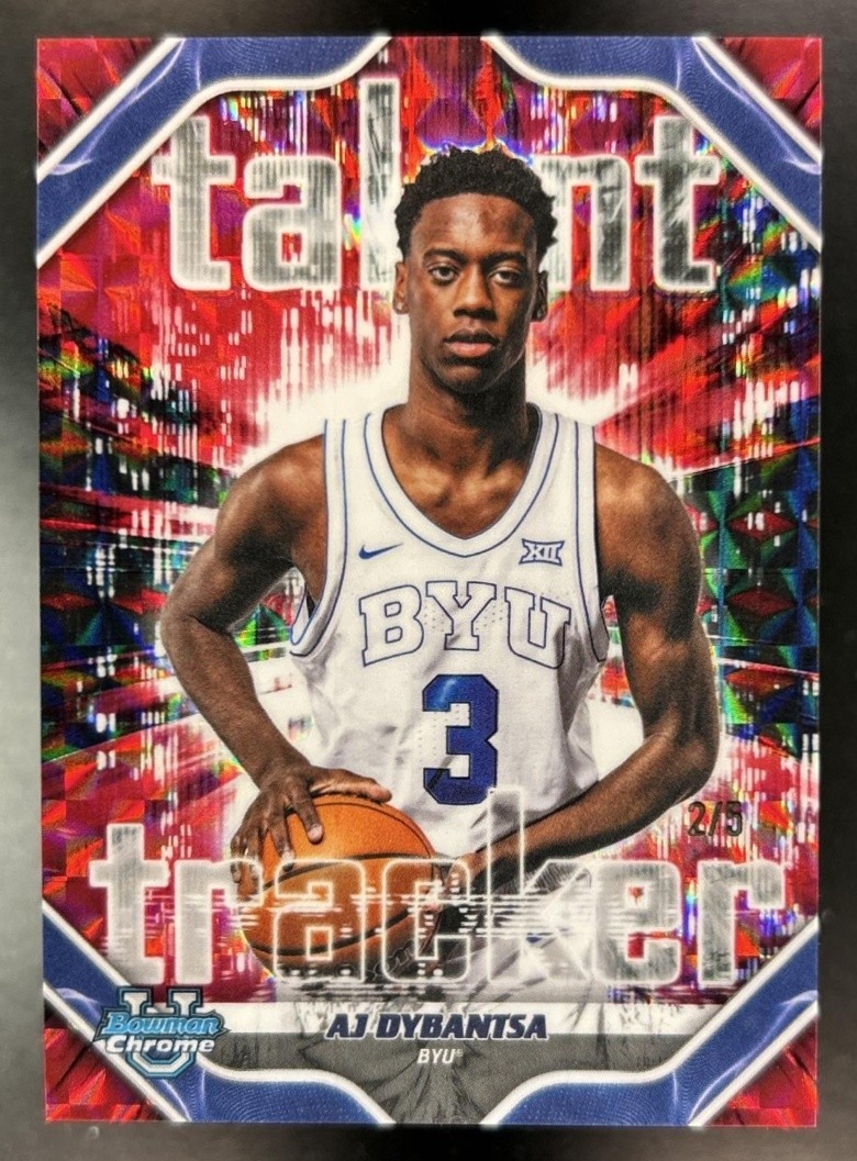 2025-26 Bowman AJ Dybantsa Talent Tracker Red Geometric Refractor #/5 Cougars
