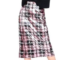ZARA Sequin Midi Skirt Pink Black Design Size M Medium LUXURY trf Collection