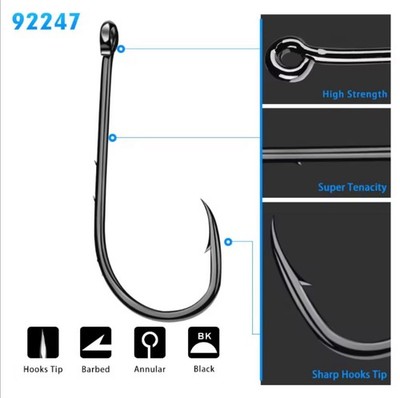 One! TOPIND Twisted Offset Fishing Hooks, High Carbon Steel, Size 6/0 + Case