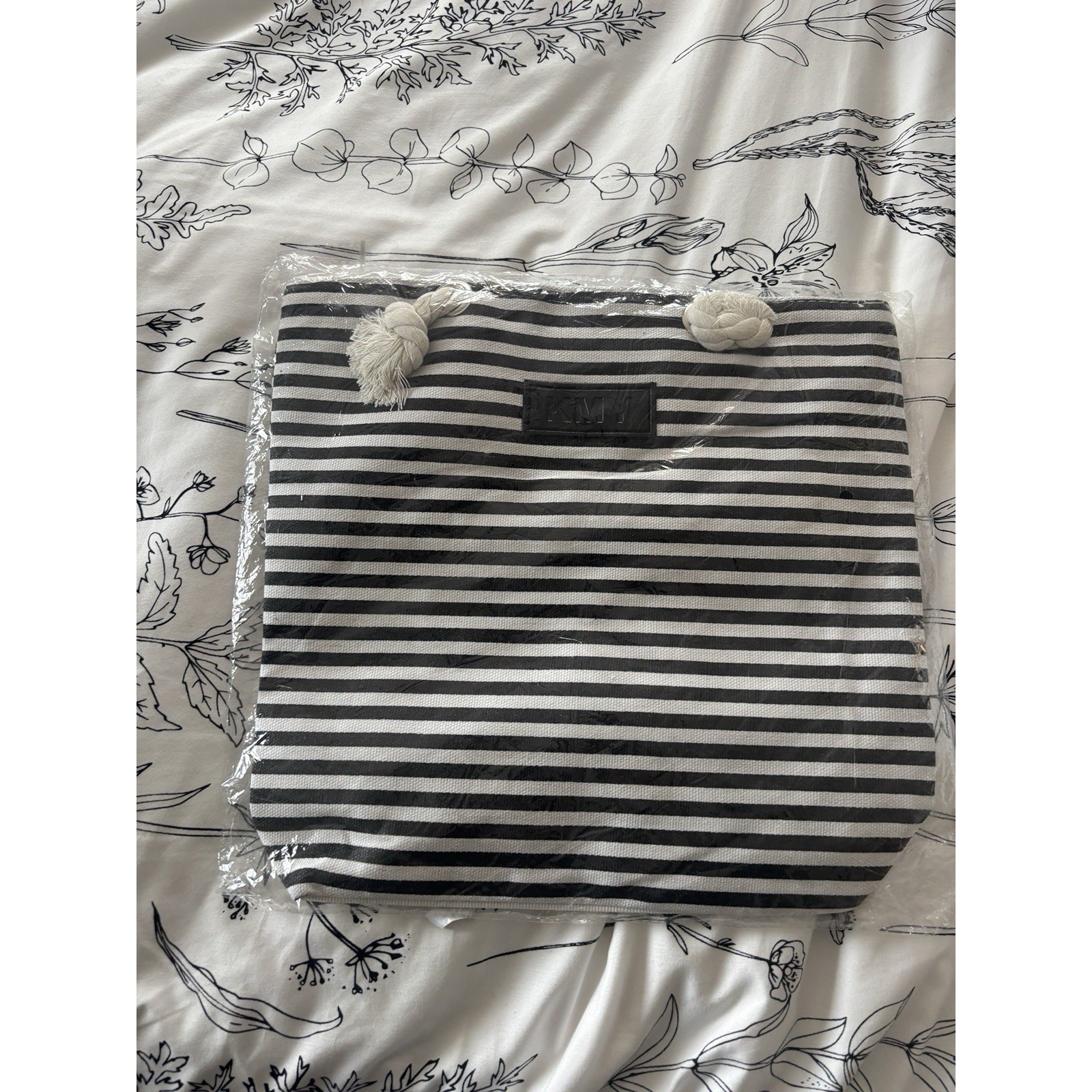KMY Blue And White Striped Nautical Themed Tote NIB | eBay