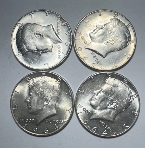 LOT OF 4 - 90% Silver Kennedy Half Dollars AU/UNC -0984