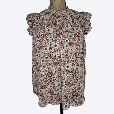 Tempted Top Sz 1X Floral Flutter Sleeve Blouse Romantic Cottagecore Career Fall