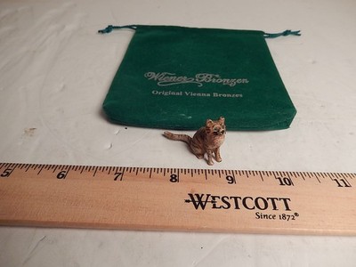 Cute Franz Bergman Vienna Miniature Sitting Cat Bronze Cold Painted Austria Bag