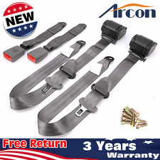 2set Retractable 3 Point Safety Seat Belt Straps Car Vehicle Adjustable Belt Set