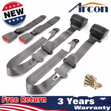 2Set Retractable 3 Point Safety Seat Belt Straps Car Vehicle Adjustable Belt Set