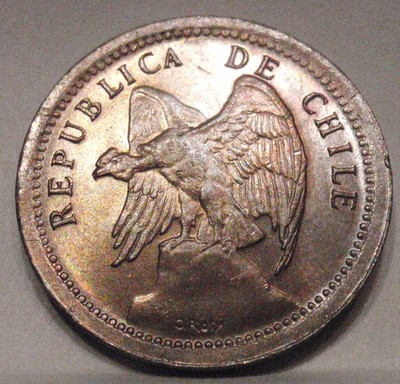 Chile 1940 20 centavos KM 167.3 BU Unc Toned Mint So - Santiago