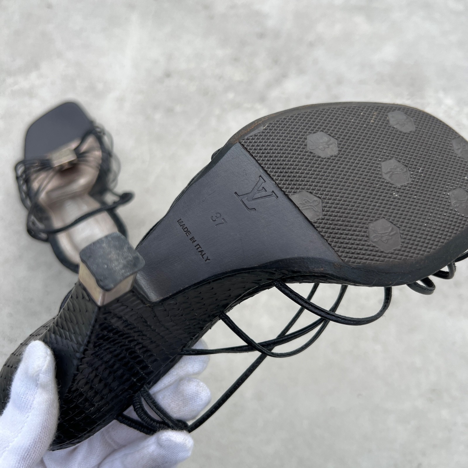 Louis Vuitton |Auth Vint Black Python Leather Sil… - image 11