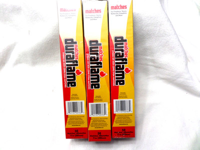 Qty (3) - Duraflame Long Stem Matches - 50 x 2 Boxes - 11'' Inches Strike on Box