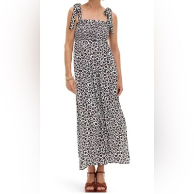 Diane Von Furstenberg for Target Smocked Tie Strap Neutral Poppy Midi Dress, XL