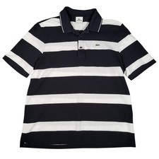 Lacoste Polo Shirt Mens 6 Small Black White Stripes Short Sleeve Gator Golf