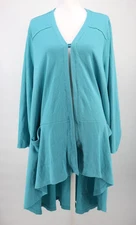Logo Lounge Lori Goldstein Cardigan Womens 3X Blue Thermal Hi Lo Duster Pockets