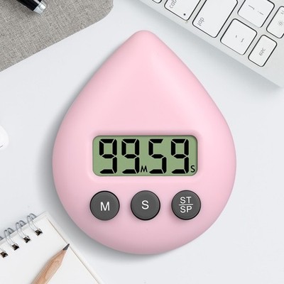 Elektronischer Timer mit Wassertropfen zum Kochen, Lernen, Meetings - Hellrosa