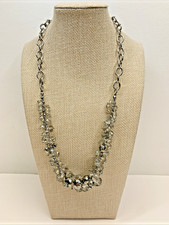 Vera Wang Silver Tone Clear Gray Bead Necklac...