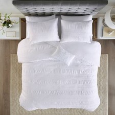 4pc Full/Queen Amari Cotton Seersucker Duvet Cover Set - White