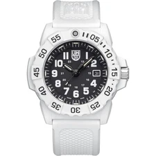 Luminox Men's Watch Navy Seal Quartz Black Dial White Rubber Strap XS.3507.WB