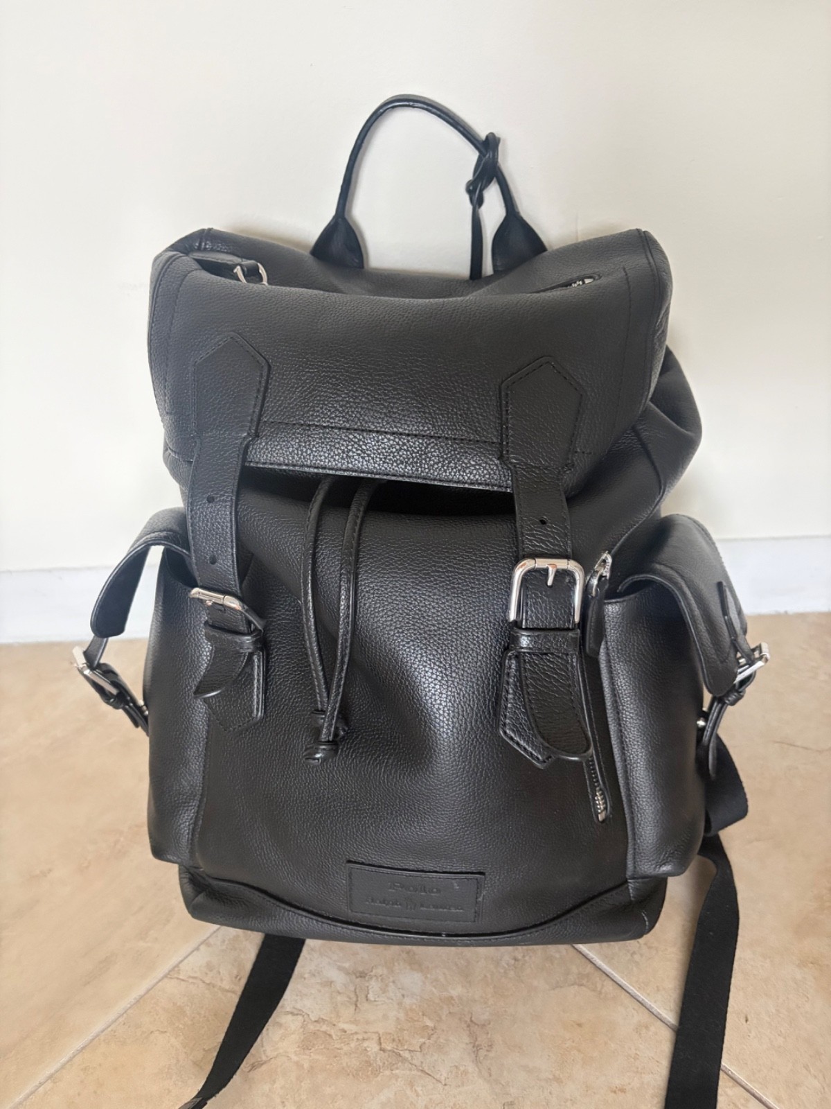 Polo Ralph Lauren Smooth Black Leather Backpack