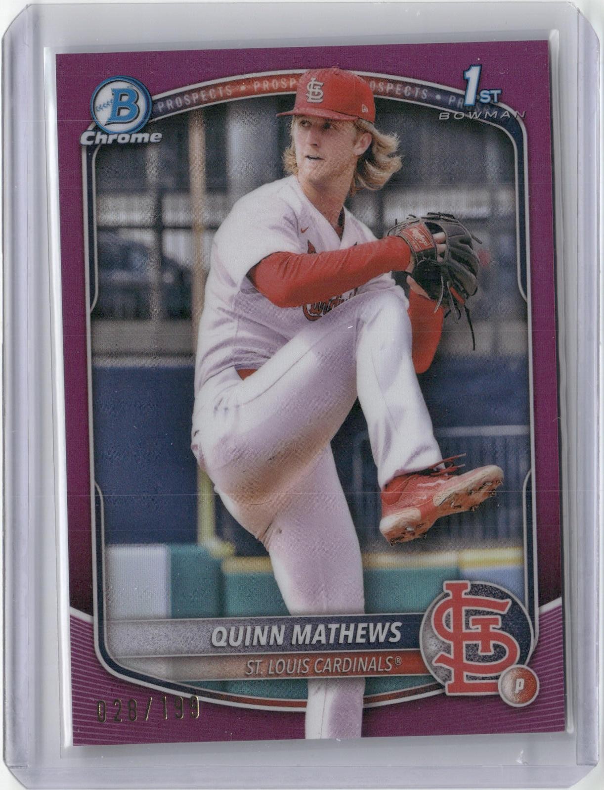 2025 Bowman #BCP-25 Quinn Mathews Chrome Prospects Fuchsia Refractor #/199