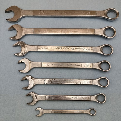 #ad Vintage Powr Kraft 100 SAE Combination Wrench Set 3 8 7 8” USA Made $44.99