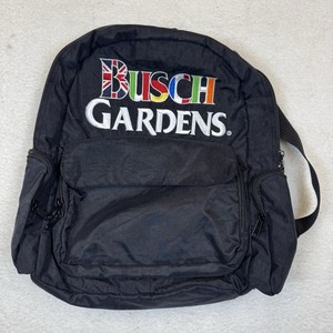 Vintage Busch Gardens Countries Spellout  Small Black Nylon Backpack Bag 🔥 RARE